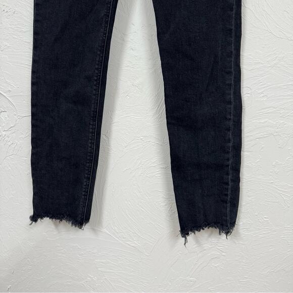 Denim Forum Black The Yoko High Rise Slim Fit Jeans 24 Raw Hem Button Fly Casual - Picture 3 of 14